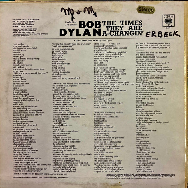 Bob Dylan - The Times They Are A-Changin' (U.K. Press)